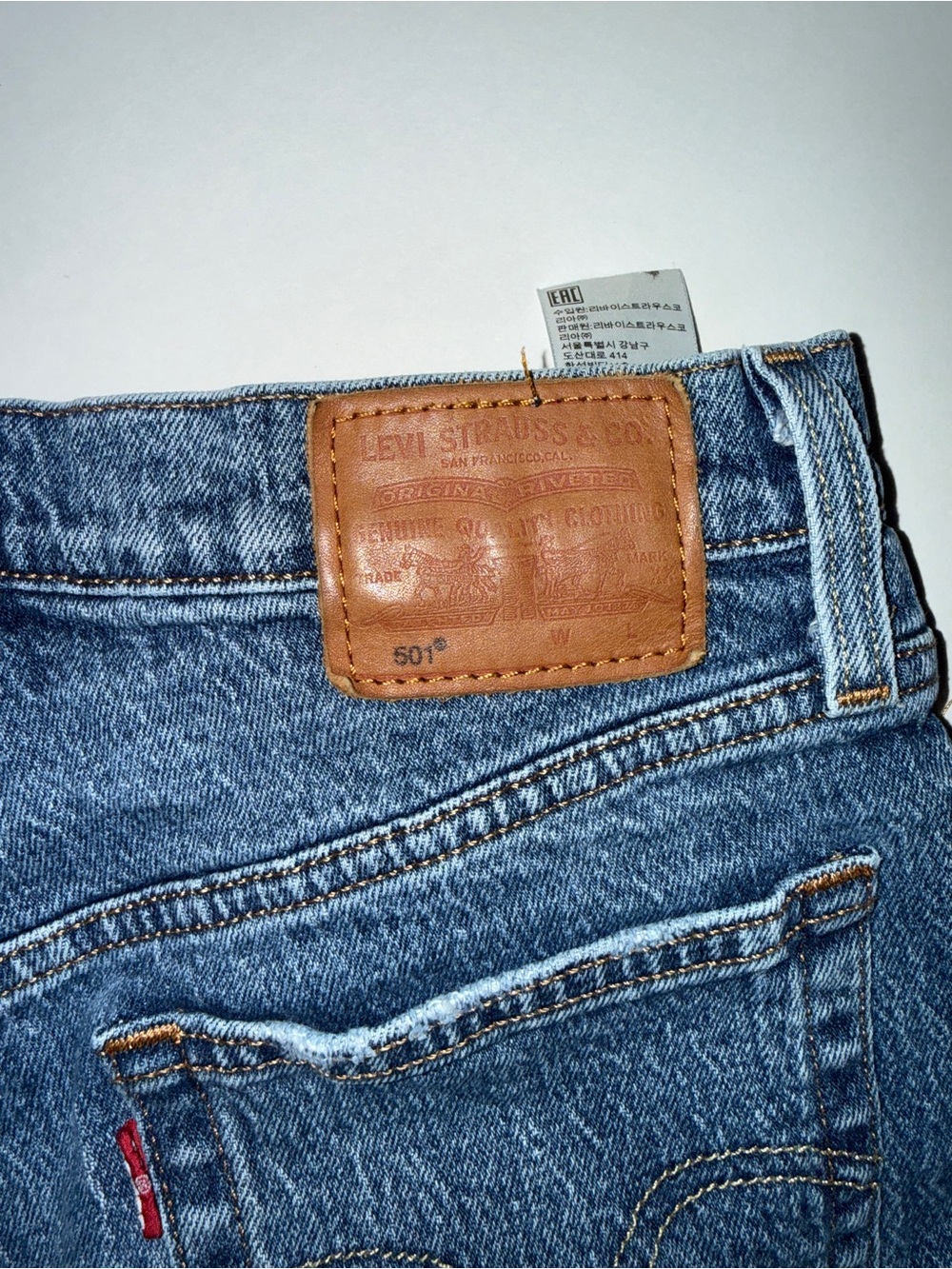 Levi's Dark Blue High-Rise Distressed Denim ShortsSKU:002 - Picture 2 of 5